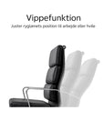 Kontorstol med vippefunktion og blød Siddehynde– sort læder og aluminium til kontor, konferencerum og hjemmekontor