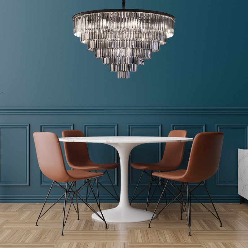 Røgfarvet 110 cm krystal lysekrone – perfekt til barer, lounge og hotelinteriør