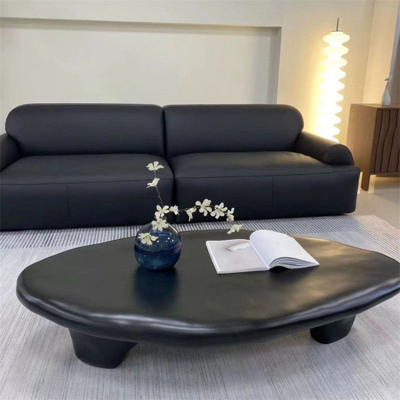 Organic shaped coffee table black-matte finish 120cm