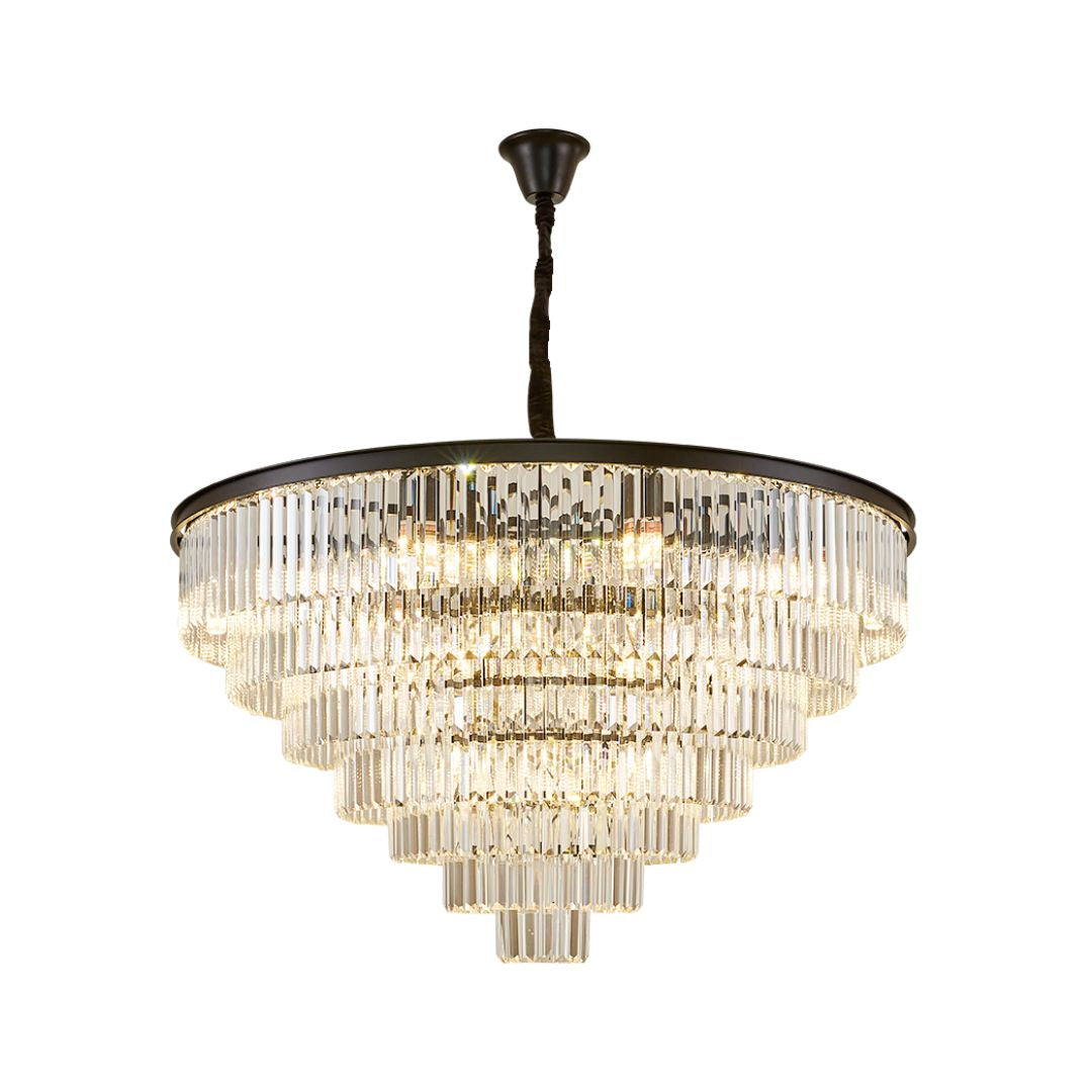 Stor lysekrone i klar krystal, 110 cm – skaber eksklusiv stemning i restaurant,  lounge elle villa