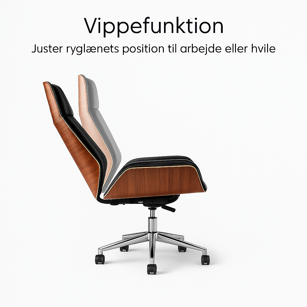 Kontorstol med vippefunktion i læder