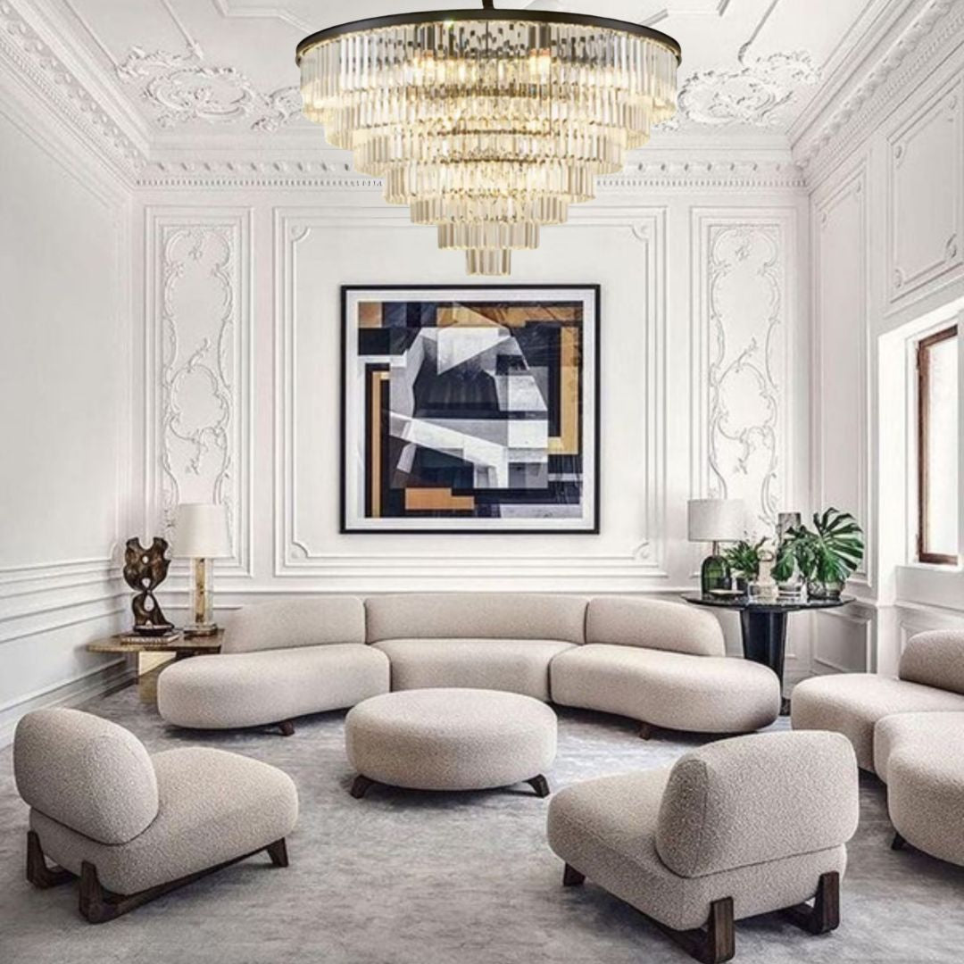 Krystal lysekrone Tradition i klar krystal, 110 cm – ideel til elegante stuer og loungeområder