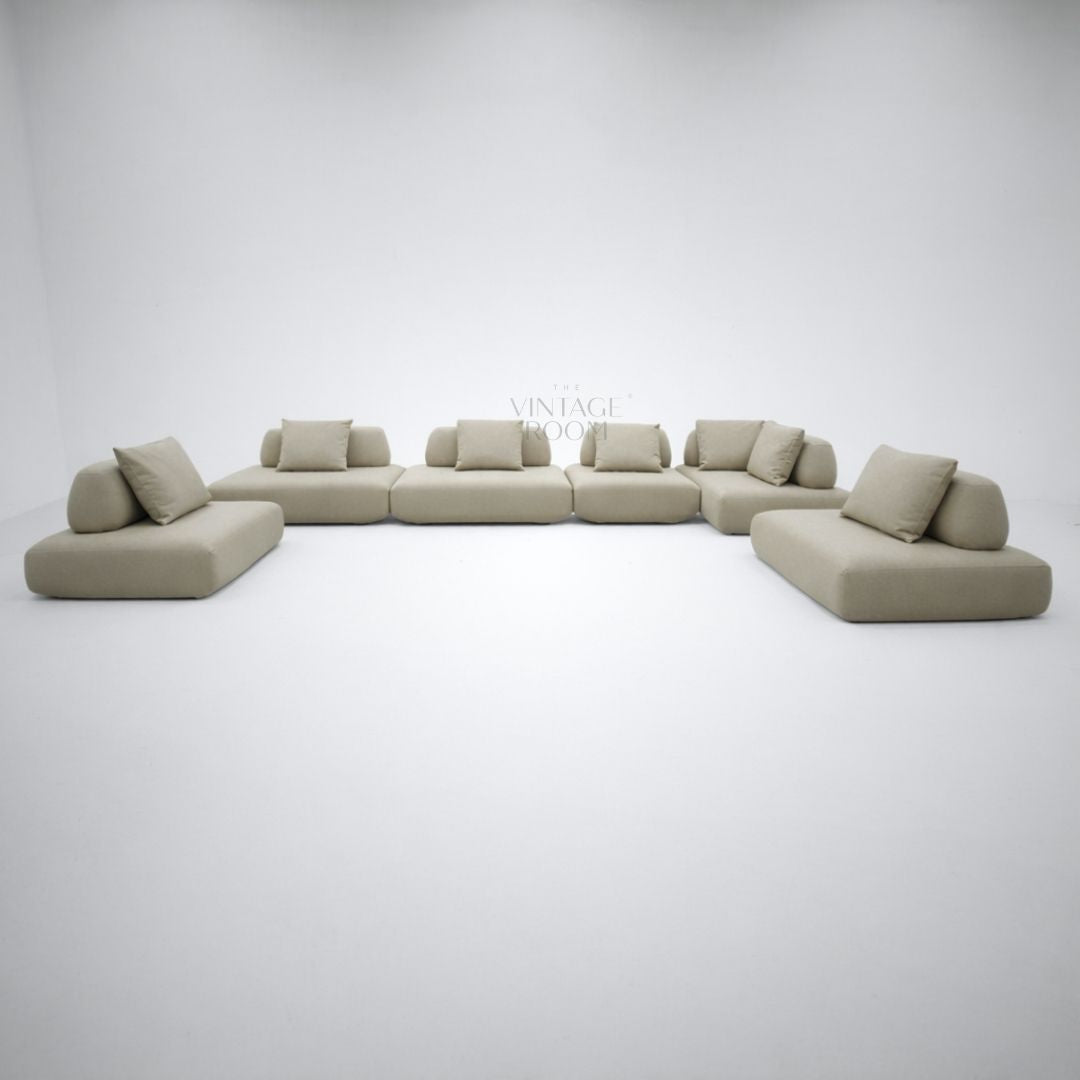 Modulsofa Palazzo i eksklusivt tekstil som stor loungesofa til moderne stue